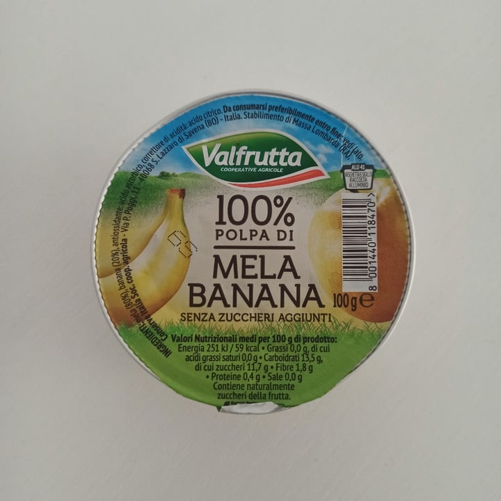 photo of Valfrutta,coop agricole. 100% polpa di mela banana shared by @roxhane on  14 Oct 2022 - review