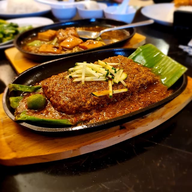 Photo of the dish “"Malay Style" Sambal Mock Fish on Hotplate”