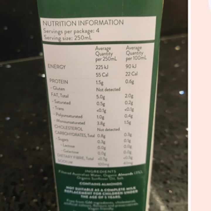 photo of Australia's Own Organic Almond Milk Unsweetened shared by @amazinganne on  27 Jul 2020 - review