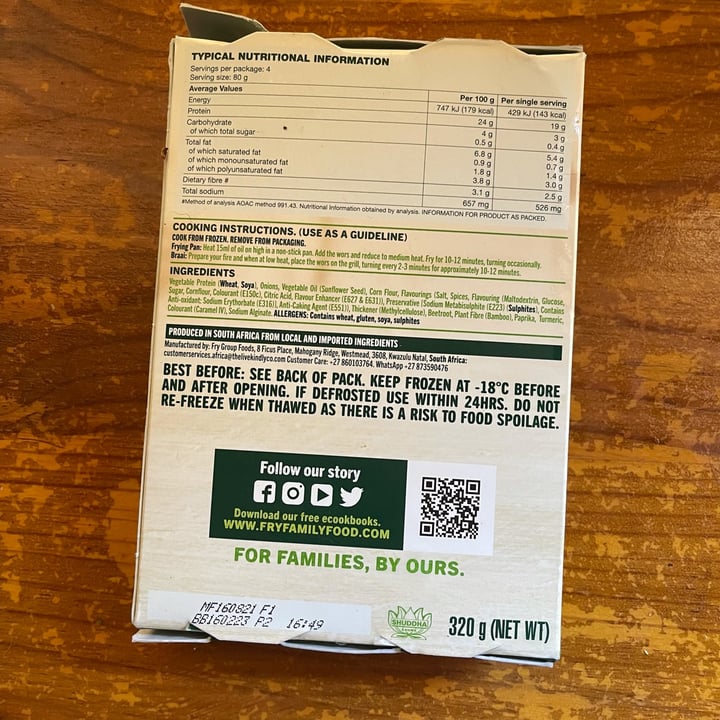 photo of Fry's Family Food Braai Wors shared by @jeanne-marie on  01 Nov 2021 - review