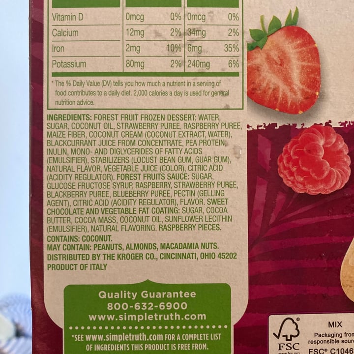 photo of Simple Truth Dairy-free chocolate raspberry frozen dessert bar shared by @nibblenyaka on  29 Jun 2021 - review