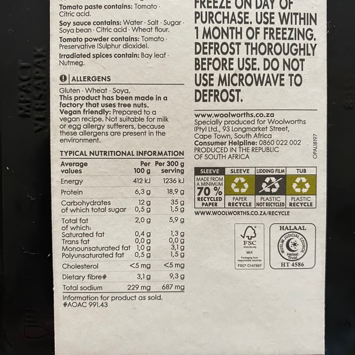 review photo of Woolworths Food spaghetti bolognese shared by @ilizemarais on 01 Jul 2021 - review
