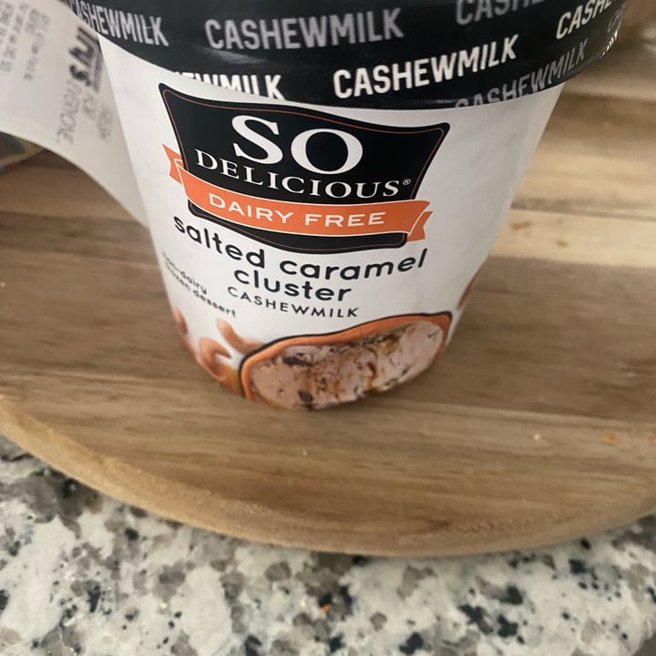 photo of So Delicious Dairy Free Salted Caramel Cluster Cashewmilk Frozen Dessert shared by @kspencer on  10 Apr 2022 - review