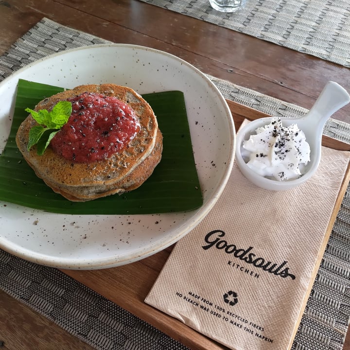 review photo of Goodsouls Kitchen Black Sesame Pancakes With Strawberry Jam shared by @stevenneoh on 01 Mar 2022 - review