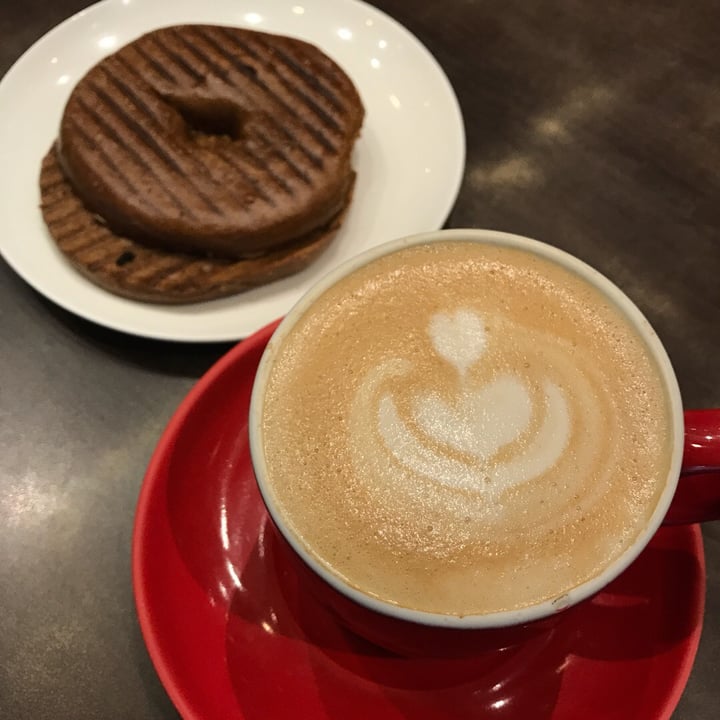 review photo of Pacific Coffee Oatly Latte with plain bagel shared by @grantr on 06 Dec 2019 - review