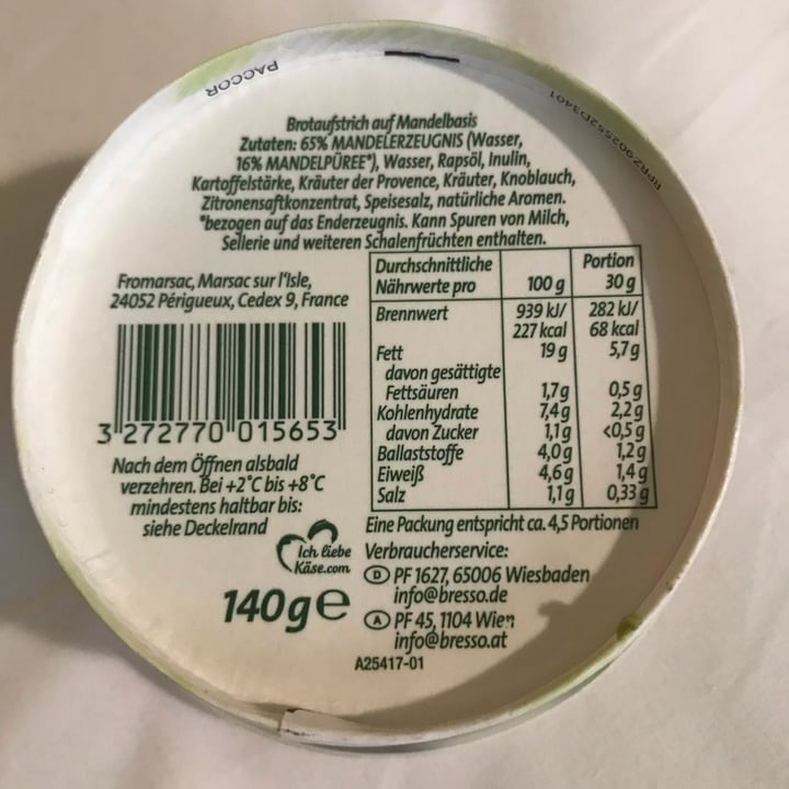 review photo of Bresso Auf Mandelbasis mit Kräuter der Provence shared by @vegvale on 19 Mar 2022 - review