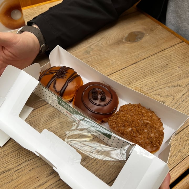 photo of Krispy Kreme The New Vegan Trio: Fudge Brownie Bliss, Caramel Choc Delight And Apple Custard Crumble shared by @voyagingherbivore on  05 Jan 2022 - review