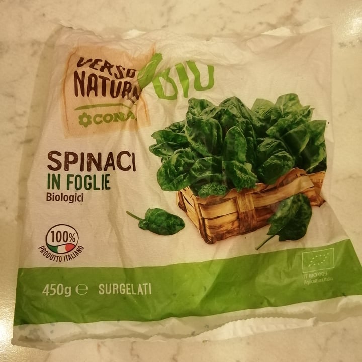 photo of Verso Natura Conad Veg Spinaci in foglie bio shared by @fedevegana on  10 Oct 2022 - review
