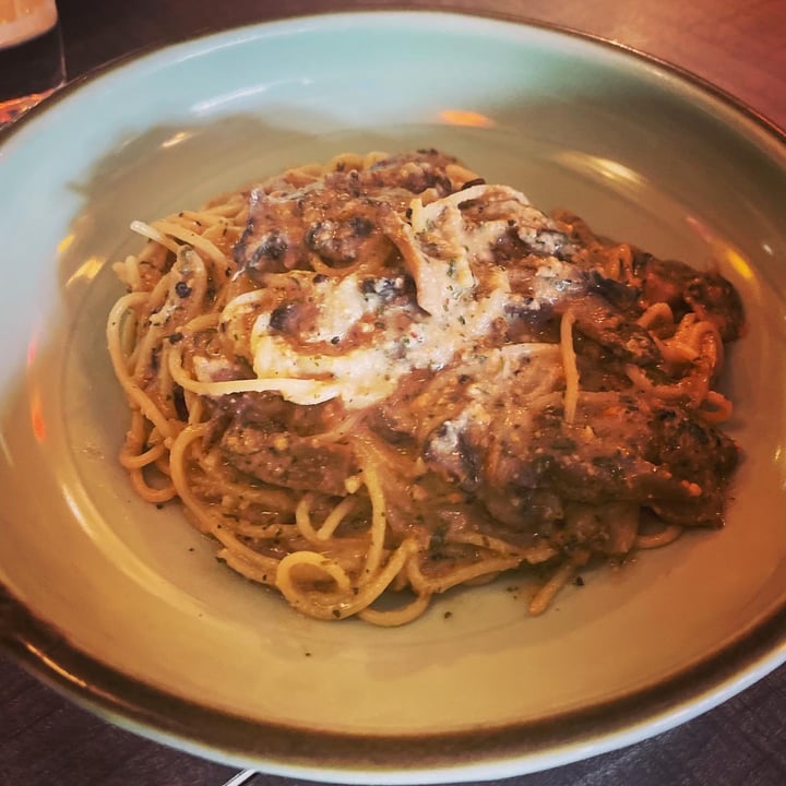 photo of The Rebel Company Cafe & Bar Carbonara Pasta in Cashew Sauce shared by @greenbovine on  25 Jun 2022 - review