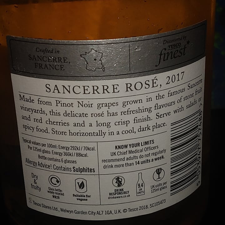 photo of Tesco Sancerre Rosé shared by @vegananu on  22 Mar 2021 - review