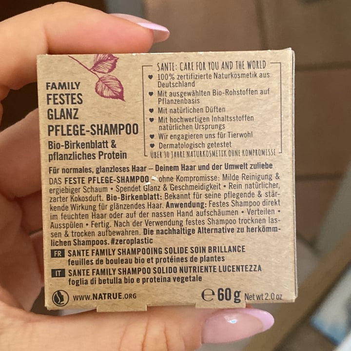 review photo of Sante Naturkosmetik family festes glanz pflege-shampoo shared by @alicesignorini on 14 Apr 2022 - review