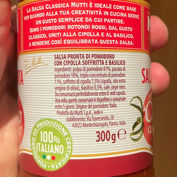photo of Mutti Salsa Pronta Classica shared by @cinziagilmore on  21 May 2022 - review