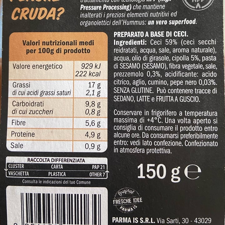 review photo of Parma is Hummus crudo di ceci shared by @vals on 13 Apr 2022 - review