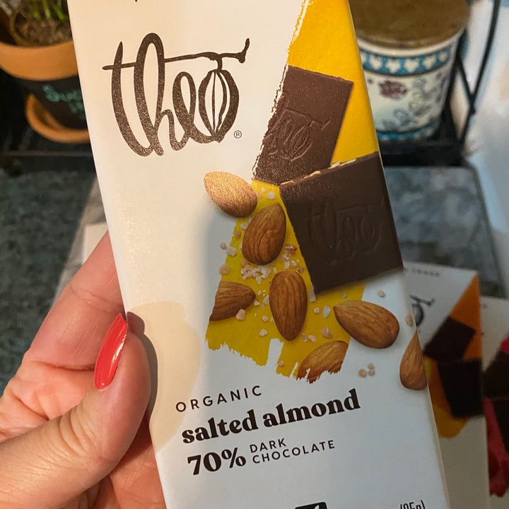 photo of Theo Chocolate Salted Almond 70% Dark Chocolate shared by @vegansarahmarie on  09 Nov 2020 - review