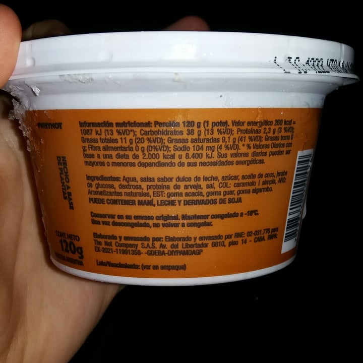 review photo of NotCo Not Icecream Dulce de Leche Tentación shared by @agustinadiaz on 28 Feb 2022 - review