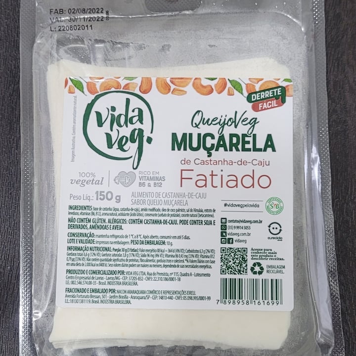 review photo of Vida Veg Queijo de Castanha de Caju tipo Muçarela shared by @mfreitas on 25 Sep 2022 - review
