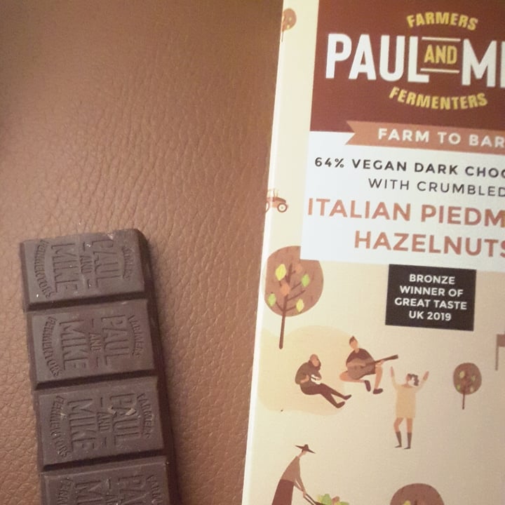 photo of Paul and Mike 64% Vegan Dark Chocolate With Crumbled Italian Piedmont Hazelnuts shared by @theveganway99 on  30 Apr 2022 - review