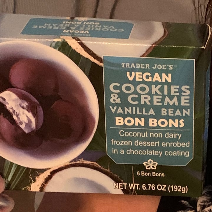 photo of Trader Joe's Vegan Cookies & Cream Vanilla Bean Bon Bons shared by @onehungryvegan on  31 Jul 2021 - review