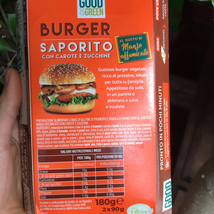 photo of Good & Green Burger saporito con carote e zucchine shared by @carmelau on  13 Mar 2021 - review