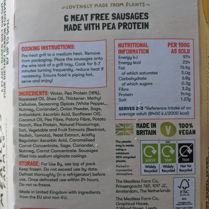 photo of Meatless Farm Meat Free Sausages shared by @smileyveggie on  15 Nov 2020 - review