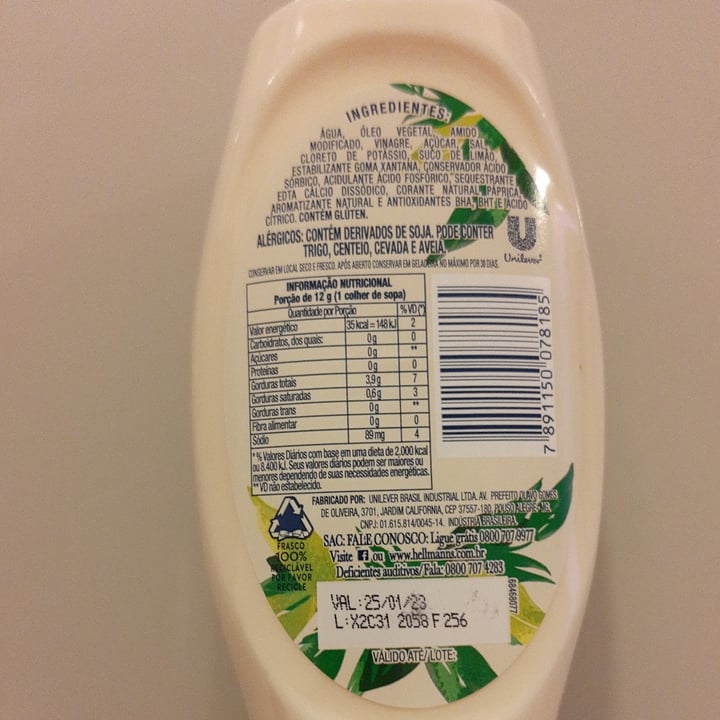 photo of Hellmann’s Hellmann's maionese vegana shared by @thabre on  25 Oct 2022 - review