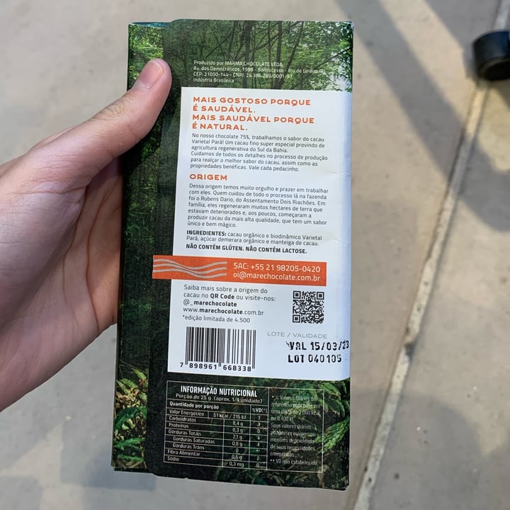 review photo of Maré chocolate 75% cacau varietal pará shared by @anaescaleira on 09 May 2022 - review