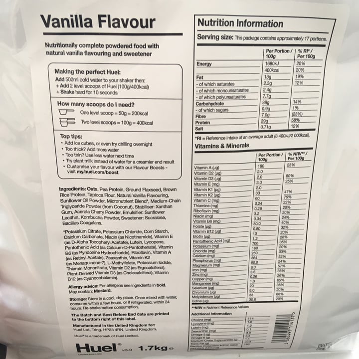 photo of Huel Vanilla Flavour Protein Powder shared by @maryhawk on  24 Apr 2021 - review