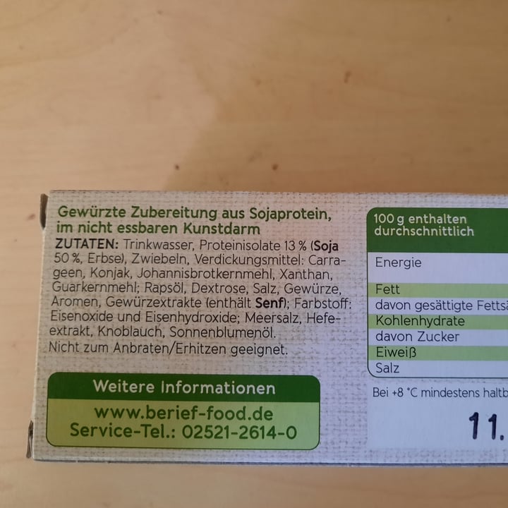 review photo of Berief Vegane Schinkenwurst (meat sausage) shared by @therawpy on 26 Oct 2020 - review