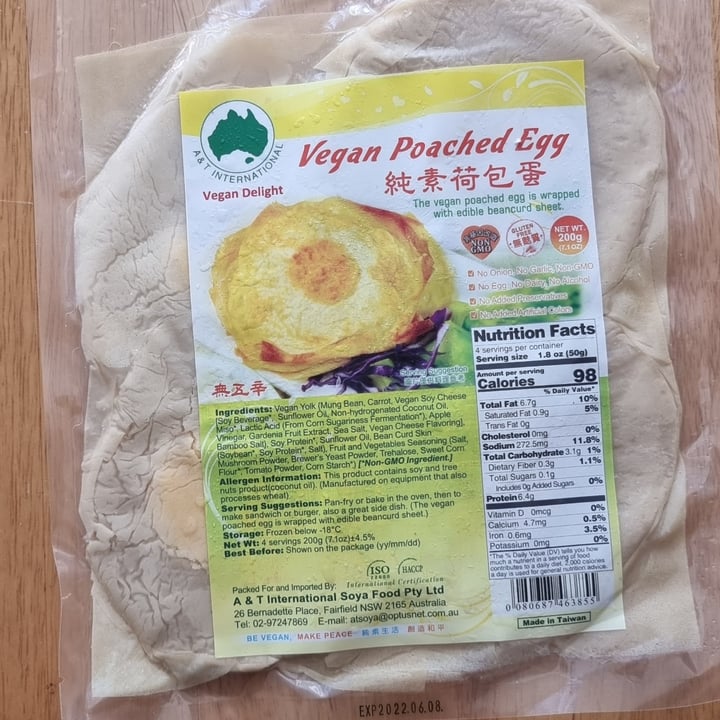photo of A & T international Vegan Poached Egg shared by @lazyvegan29 on  02 Jan 2022 - review