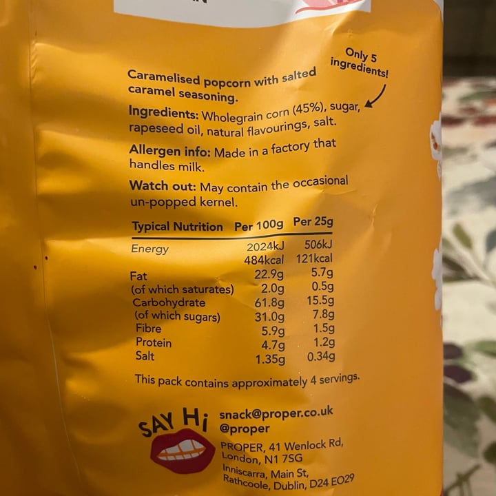 photo of Proper Corn Salted caramel popcorn shared by @southernveganupnorth on  23 Jan 2022 - review