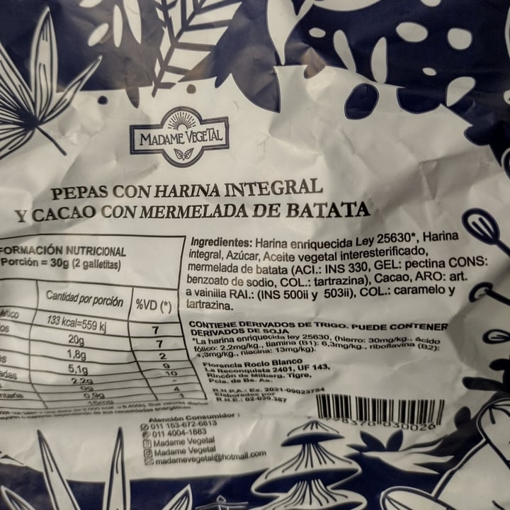 photo of Madame Vegetal Pepas cacao con batata shared by @lucirss on  14 Jun 2022 - review