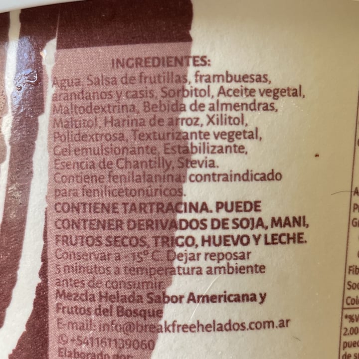 review photo of Break free Helado De Americana Con Frutos Del Bosque shared by @biancabruno on 04 Apr 2022 - review