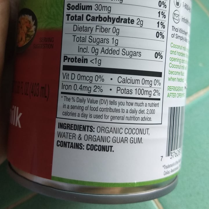 photo of Thai Kitchen Organic Coconut Milk shared by @pinpanpot on  24 Oct 2020 - review