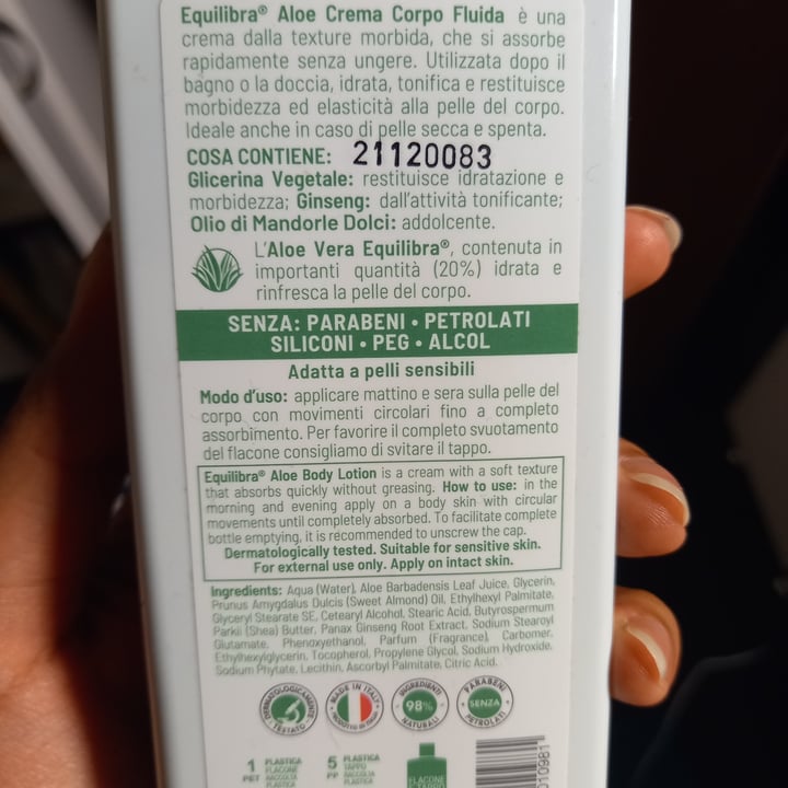review photo of Equilibra crema corpo fluida aloe shared by @beatricemv on 05 Sep 2022 - review