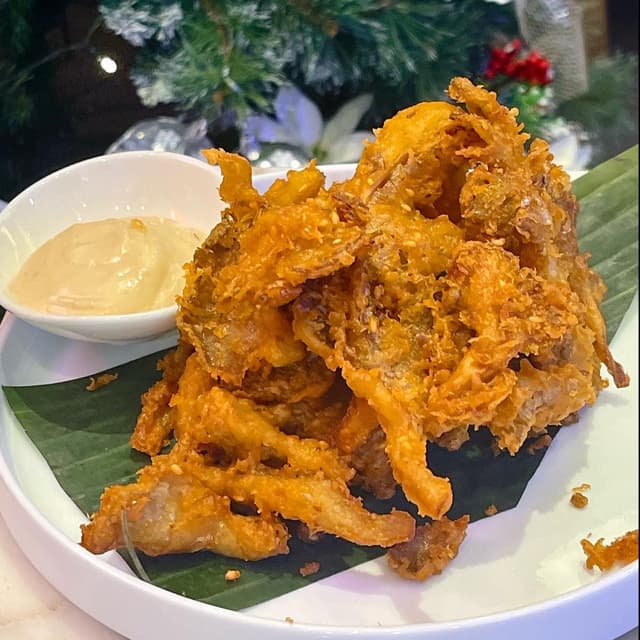 Foto del plato “Crispy Mushroom with homemade Vegan Sweet Chilli Mayo”