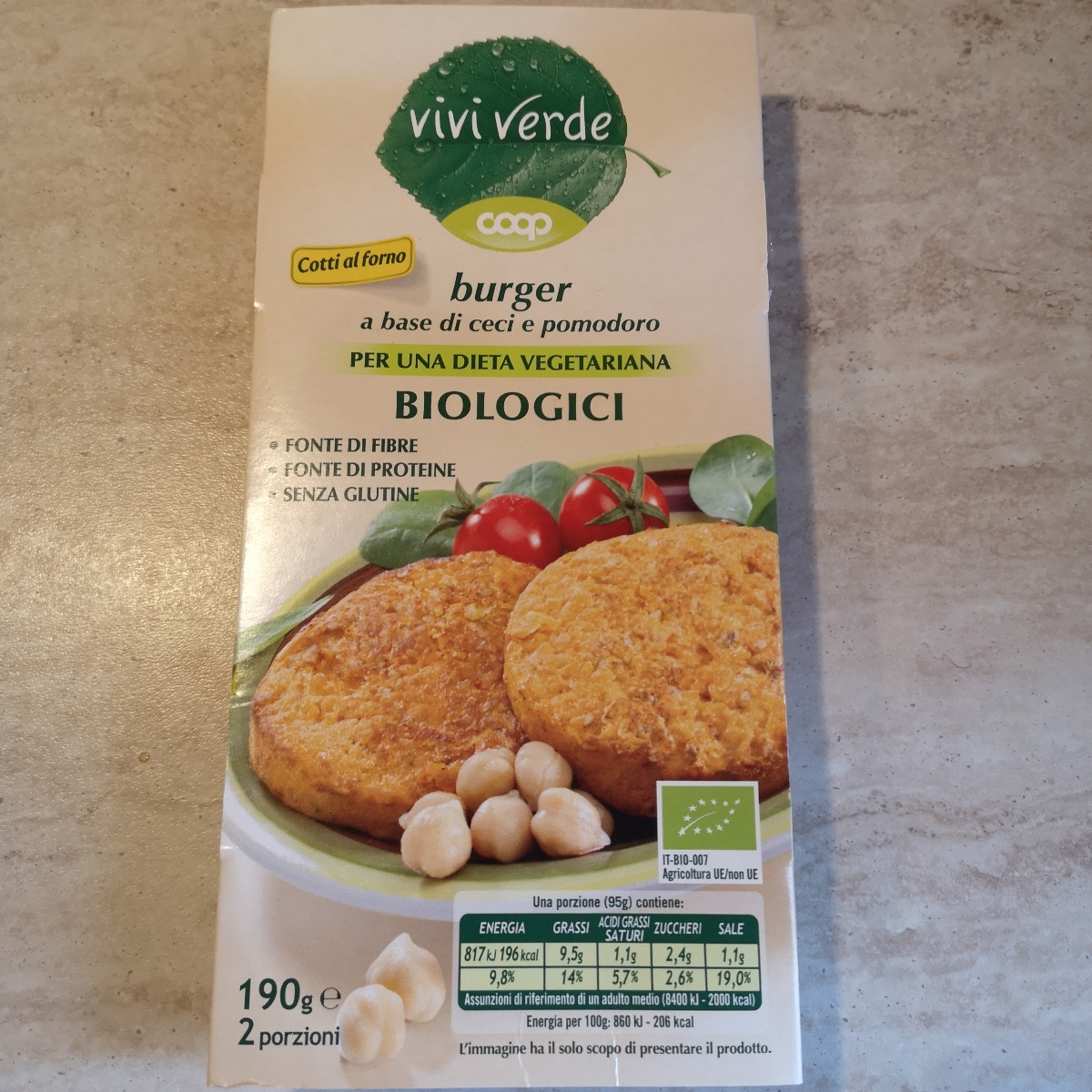 Burger vegetale ceci e pomodori COOP - VIVI VERDE 2 X 95 G - Coop Shop