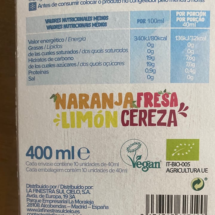 review photo of La Finestra Sul Cielo Bio Ice Limón Cereza Fresa Naranja shared by @lorenavegana on 07 Jul 2021 - review