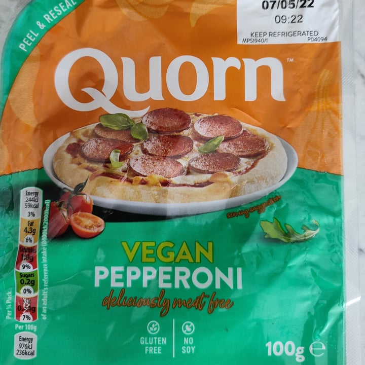 review photo of Quorn Vegan pepperoni shared by @erikavidal on 14 May 2022 - review