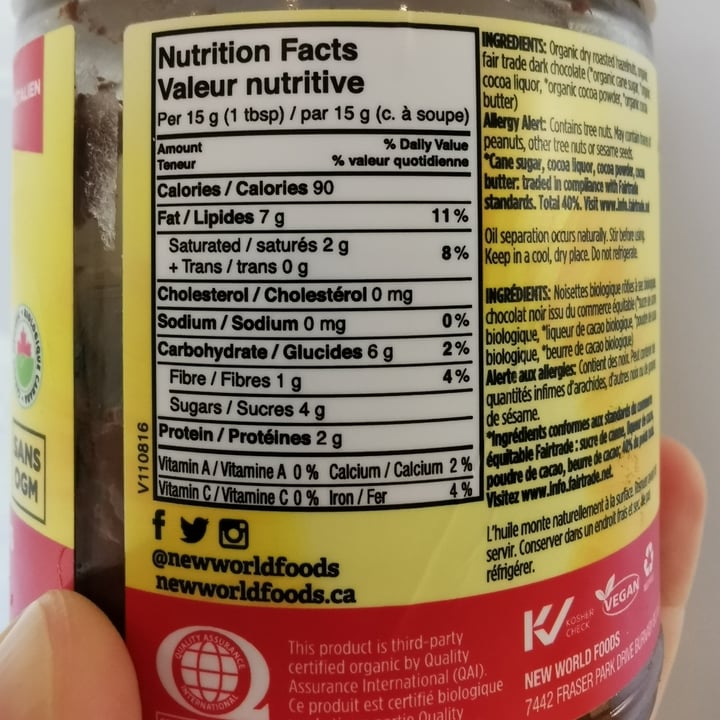 review photo of New World Organics Dark Chocolate Hazelnut Butter shared by @michela16 on 24 Jan 2021 - review