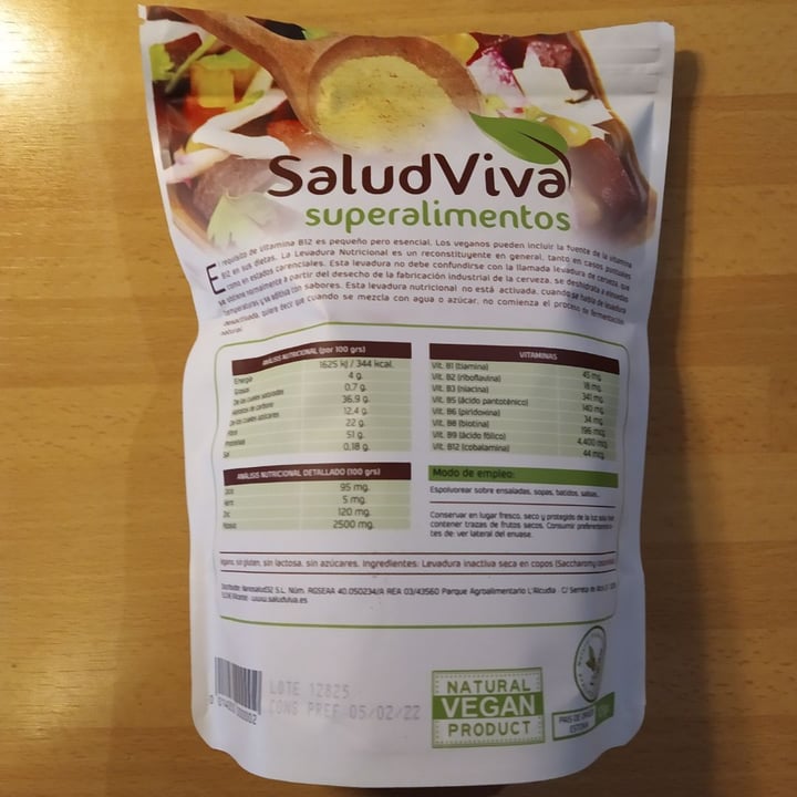 photo of Saludviva Superalimentos Levadura Nutricional con Vitamina B12 shared by @santimayoral on  16 Apr 2020 - review