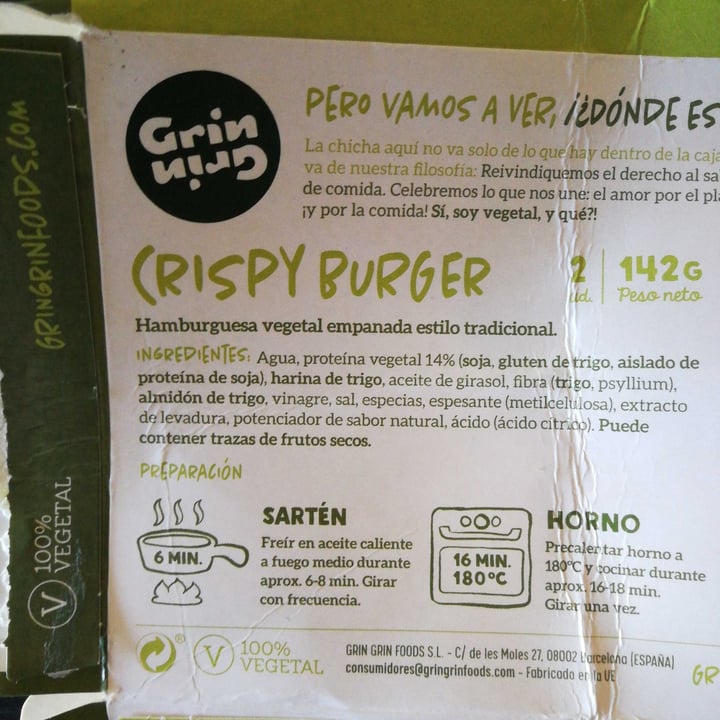 photo of Grin Grin Foods Crispy burguer shared by @yakora on  06 Dec 2021 - review