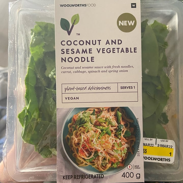 photo of Woolworths Food Coconut and Sesame Vegetable Noodle shared by @plantbasedstorm on  27 Mar 2022 - review