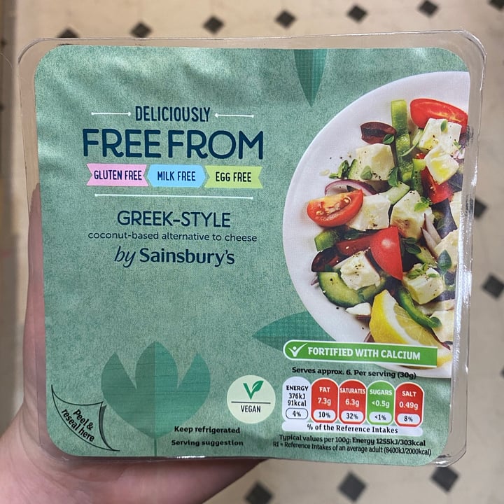 photo of Sainsbury's Deliciously Free From Greek Style Cheese shared by @meganthevegetable on  07 Mar 2021 - review