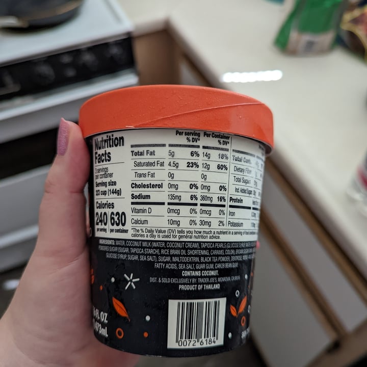photo of Trader Joe's black tea and boba coconut non-diary frozen dessert shared by @ashleyash on  06 Sep 2022 - review