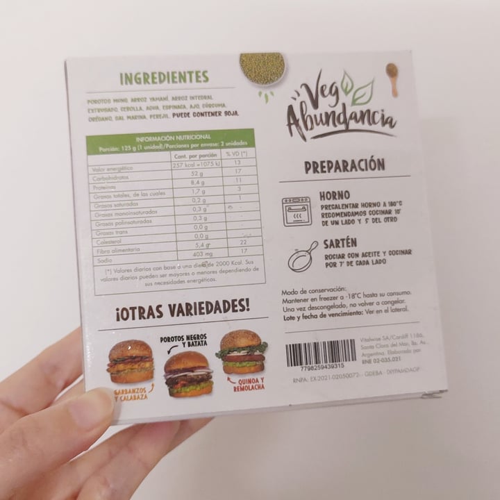review photo of Veg Abundancia Medallones de porotos mung y espinaca shared by @poni on 04 Dec 2022 - review