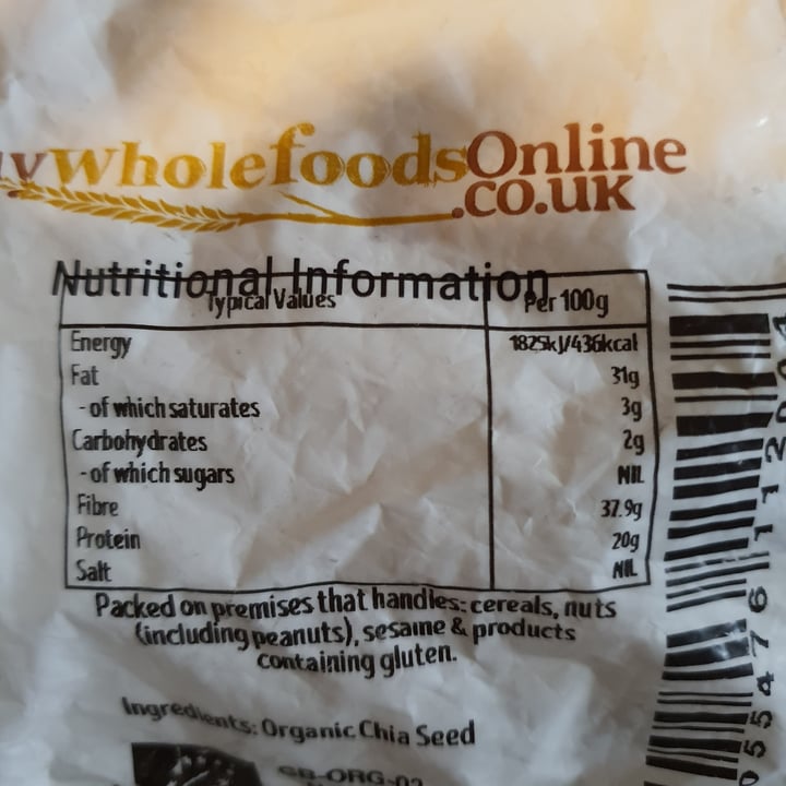 photo of Buywholefoodsonline.co.uk Chia seeds shared by @mikisle on  17 Dec 2021 - review