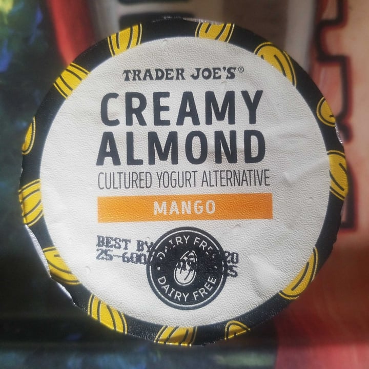 photo of Trader Joe's Creamy Almond Cultured Yogurt Alternative Mango shared by @handzandpete on  04 Aug 2020 - review