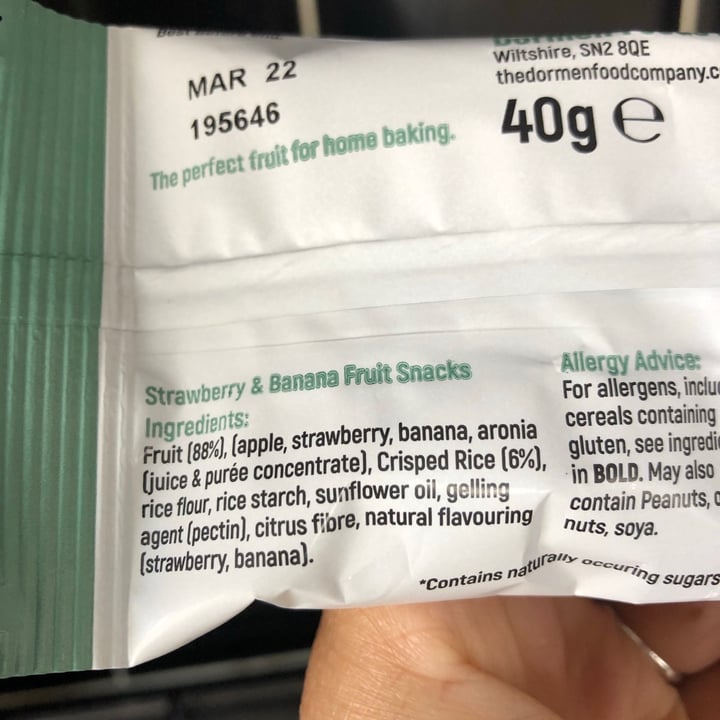 photo of The dormen moments Strawberry & Banana fruit snacks shared by @southernveganupnorth on  16 Apr 2021 - review