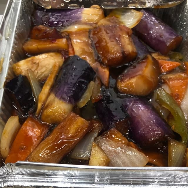 菜肴“Melanzane in salsa agrodolce”的照片