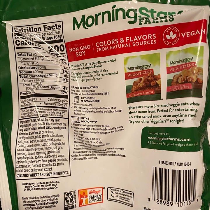 review photo of MorningStar Farms Veggitizers Veggie Buffalo Wings shared by @kitkas on 10 Jan 2021 - review